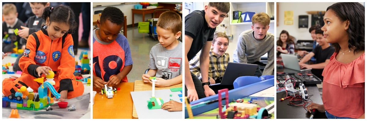 Kids engaged in hands-on learning with robotics