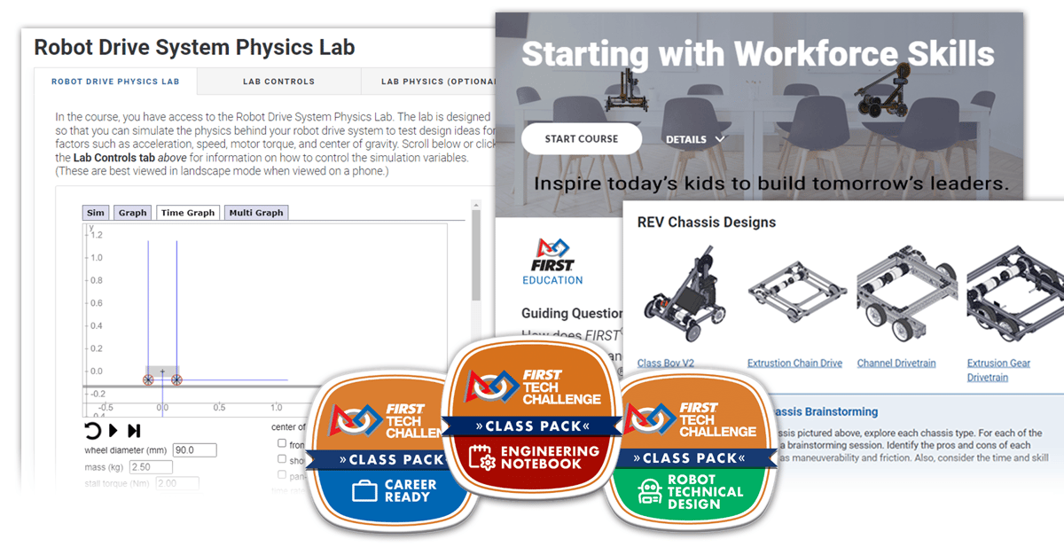 Product images from the 2023-2024 FIRST Tech Challenge Class Pack Curriculum. 